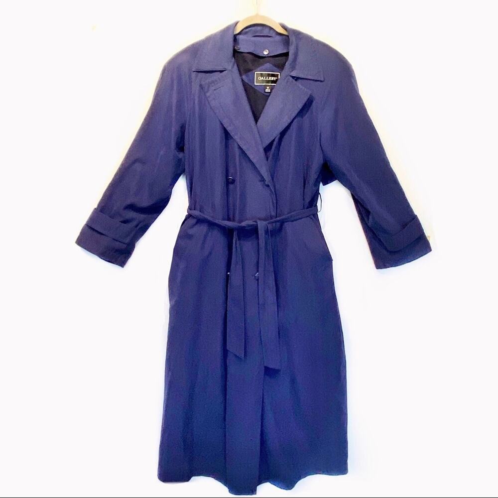 Gallery Trench Coat Vintage Women's Size 10 Microfiber Removable Liner Belted